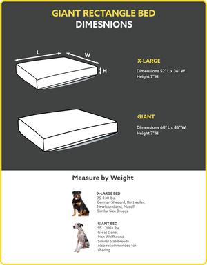 K9 Ballistics Giant Rectangle Bed Size Guide diagram