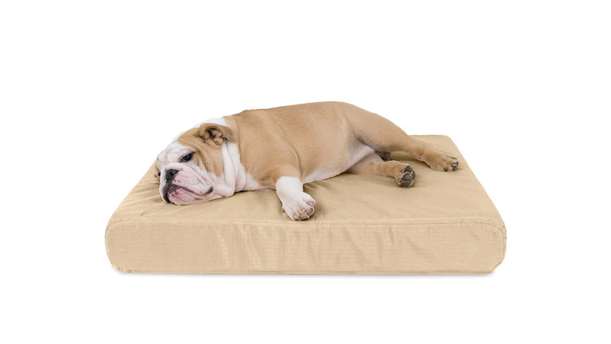K9 Ballistics Tough Rip-Stop Rectangle Orthopedic Dog Bed, Sandstone / Medium (33 L x 27 W x 5” H)