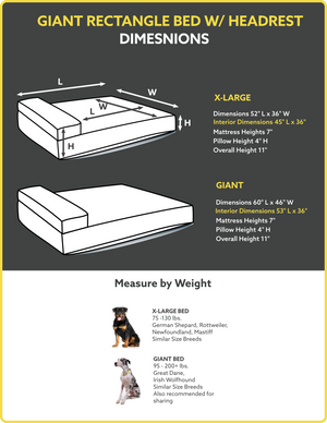 K9 Ballistics Giant Bolster Bed Size Guide diagram